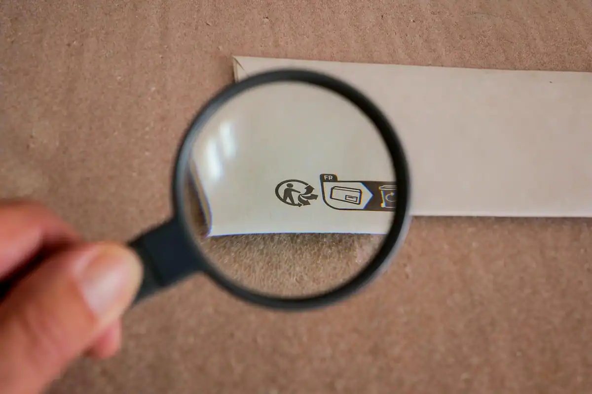 Lupă așezată peste o factură tipărită, pentru verificarea atentă a sumelor de plată